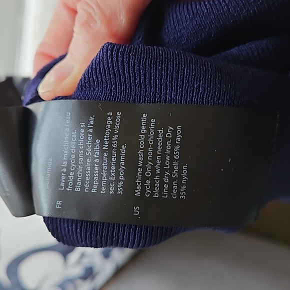 COS deep plum knit mock neck top with ruffled sleeves. - Picture 6 of 6